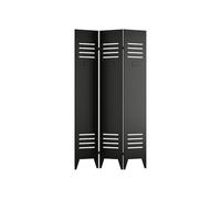 Vente-unique - Paravent Industriel Porte de casier en métal 3 pans - L. 107 x H. 178 cm - Noir - CASILY