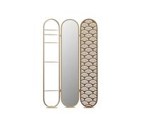 Vente-unique - Paravent Miroir Art déco en métal - 3 pans - L. 117 x H. 175cm - Doré - MAVICA