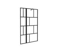 Vente-unique - Pare baignoire noir mat au style industriel avec volet pivotant - 120 x 140 cm - OBELINI
