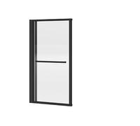 Vente-unique - Pare baignoire pivotant et relevable avec porte serviette - Noir mat - 120 x 140 cm - VESLIRA
