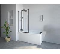 Vente-unique - Pare baignoire pliant en métal style atelier - Noir mat - 80 x 140 cm - DISTRICT