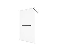 Vente-unique - Paroi de douche à l'italienne avec porte-serviette - 120 x 200 cm - Noir mat - Verre trempé - KRISTEN