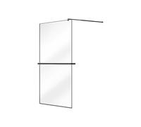 Vente-unique - Paroi de douche à l'italienne avec porte-serviette et étagére - 120 x 200 cm - Noir mat - BONPERO