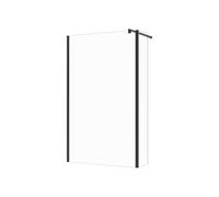 Vente-unique - Paroi de douche à l'italienne avec volet pivotant - Noir mat - Verre 6 mm - (120 + 40) x 200 cm - DAREN