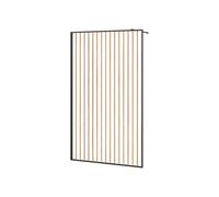 Paroi de douche à l'italienne en aluminium - Effet bois et noir mat - 120 x 200 cm - TOPEKA