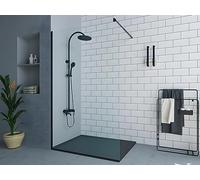 Vente-unique - Paroi de douche à l'italienne - Noir mat - Verre 6 mm - 120x200 cm - DAREN