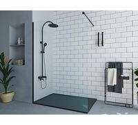 Vente-unique - Paroi de douche à l'italienne - Noir mat - Verre 6 mm - 140x200 cm - DAREN