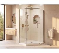 Vente-unique - Paroi de douche d'angle porte battante - receveur inclus - ARDIA - 90x185 cm