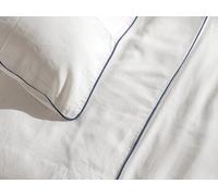 Vente-unique - Parure de lit Percale de Coton 80 Fils/cm² - Housse de Couette 240 x 260 cm + 2 taies d'oreiller 63 x 63 cm - Blanc Passepoil Bleu- Agami de Palacio