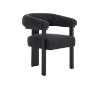 Vente-unique Pascal MORABITO - Chaise avec accoudoirs en Tissu Bouclette et Bois d'hévéa Noir - Anthracite foncé - LIVELIA de Pascal MORABITO