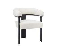 Vente-unique Pascal MORABITO - Chaise avec accoudoirs en Tissu Bouclette et Bois d'hévéa Noir - Blanc - LIVELIA de Pascal MORABITO