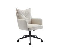 Vente-unique Pascal MORABITO - Chaise de Bureau - Velours côtelé - Créme et Noir - Hauteur réglable - BATARU de Pascal Morabito