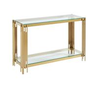 Vente-unique Pascal MORABITO - Console avec 1 étagère en Verre trempé et Acier Inoxydable - Doré - NOMELANO de Pascal MORABITO