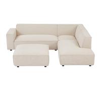 Vente-unique Pascal MORABITO - Grand canapé d'angle Droit et Pouf en Velours côtelé Beige BORORE de Pascal Morabito