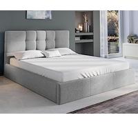 Vente-unique Pascal MORABITO-Lit Coffre 140 x 190 cm - Tissu - Gris + Matelas - ELIAVA de Pascal Morabito