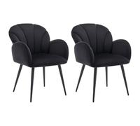 Vente-unique Pascal MORABITO - Lot de 2 chaises avec accoudoirs en Velours et métal - Noir - LANSENA de Pascal Morabito