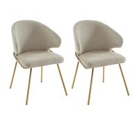 Vente-unique Pascal MORABITO - Lot de 2 chaises en Tissu et métal doré - Beige - LUXIVA de Pascal Morabito