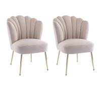 Vente-unique Pascal MORABITO - Lot de 2 chaises en Velours et Acier doré - Beige - RUTY de Pascal MORABITO