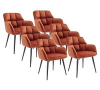 Vente-unique Pascal MORABITO - Lot de 6 chaises avec accoudoirs en Velours et métal - Terracotta - PEGA de Pascal MORABITO