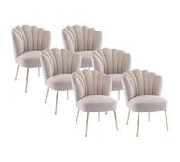 Vente-unique Pascal MORABITO - Lot de 6 chaises en Velours et Acier doré - Beige - RUTY de Pascal MORABITO