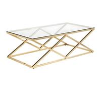 Vente-unique Pascal MORABITO-Table Basse Charlotte de Pascal MORABITO - Verre trempé et Acier - Doré