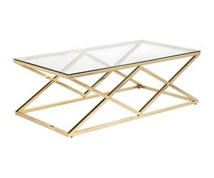 Vente-unique Pascal MORABITO-Table Basse Charlotte de Pascal MORABITO - Verre trempé et Acier - Doré