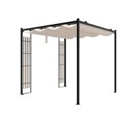 Vente-unique - Pergola autoportante modulable en Acier avec Toit rétractable et Treillis - 5,3 m² - Noir - Mazara