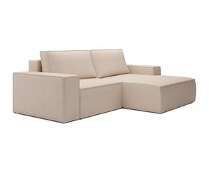 Vente-unique - Petit canapé d'angle Droit Convertible en Tissu texturé Beige Amelia - 3 Places