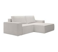 Vente-unique - Petit canapé d'angle Droit Convertible en Velours côtelé Beige Amelia - 3 Places