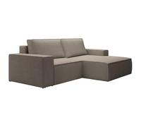 Vente-unique - Petit canapé d'angle Droit Convertible en Velours côtelé Taupe Amelia - 3 Places