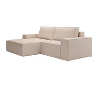 Vente-unique - Petit canapé d'angle Gauche Convertible en Tissu texturé Beige Amelia - 3 Places