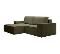Vente-unique - Petit canapé d'angle Gauche Convertible en Velours côtelé Vert Kaki Amelia - 3 Places