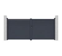 Vente-unique - Portail battant aluminium persienné L397 x H180 cm anthracite - VIAZO
