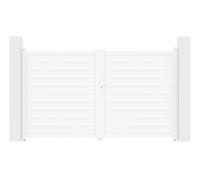 Vente-unique - Portail battant aluminium plein L305 x H181 cm blanc - NAZARIO