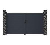 Vente-unique Portail battant Plein Anthracite en Aluminium Nazario - L300 x H173 cm