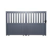 Vente-unique - Portail coulissant aluminium semi ajouré L343 x H149 cm anthracite TARNOS II
