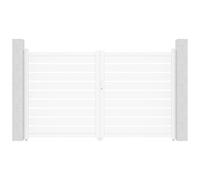 Vente-unique - Portail électrique battant aluminium ajouré L305 x H183 cm blanc - PRIMO