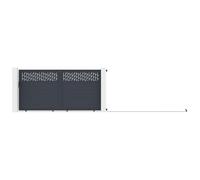Vente-unique - Portail électrique coulissant aluminium semi plein à motifs L374 x H180 cm - anthracite - BAZIO
