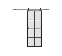 Vente-unique - Porte coulissante avec systéme en applique - aluminium et verre trempé - H205 x L63 cm - WILDEN II
