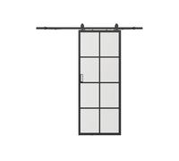 Vente-unique - Porte coulissante avec système en applique - aluminium et verre trempé - H205 x L83 cm - WILDEN II