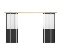 Vente-unique - Porte coulissante double atelier avec système à galandage - Noir et verre trempé - 2 x H205 x L63 cm - ARTISTO II