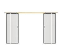 Vente-unique - Porte coulissante double avec systéme à galandage - aluminium et verre trempé dépoli - 2 x H205 x L63 cm - LINCI II