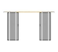 Vente-unique - Porte coulissante double avec systéme à galandage - aluminium et verre trempé fumé - 2 x H205 x L63 cm - LINCI II