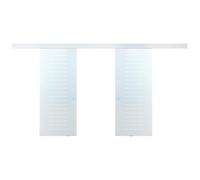 Porte coulissante double avec système en applique - 2 x H205 x L83 cm - Verre trempé dépoli - ASTANA