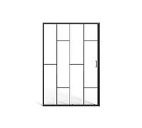 Vente-unique - Porte de douche coulissante en métal noir mat style verriére - Verre anti-calcaire - 120 x 195 cm - SONIKRA