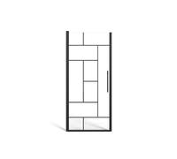 Vente-unique - Porte de douche pivotante en métal noir mat au style industriel - Verre anti-calcaire - 80 x 195 cm - FIORENI