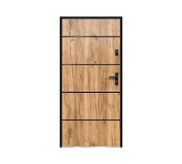 Vente-unique - Porte d'entrée en acier pleine et inox H207 x L100 cm effet chêne - poussant gauche - NAXARA