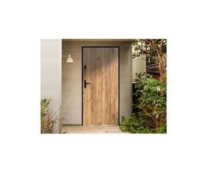 Vente-unique - Porte d'entrée en acier pleine H207 x L100 cm effet chêne - épaisseur 55 mm - poussant droit - AGUEDA