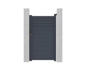 Vente-unique - Portillon battant aluminium persienné L103 x H180 cm anthracite - VIAZO