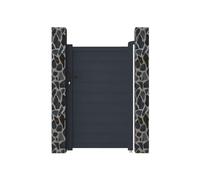 Vente-unique - Portillon battant aluminium plein L103 x H165 cm anthracite - NAZARIO